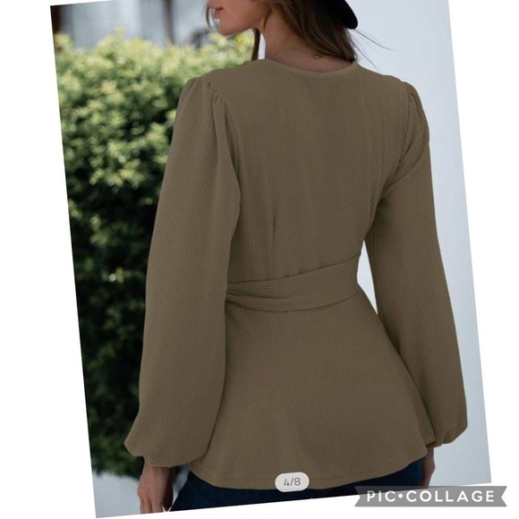 Black Ribbed Top w/Side Tie - Picture 4 of 5